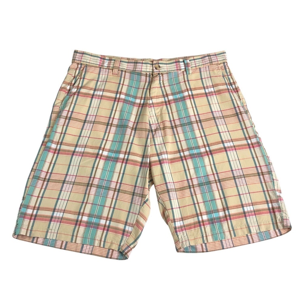 Siegfried Vintage Shorts Men 38 Plaid Cotton Chino Preppy Casual Golf 11" Inseam